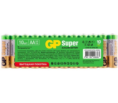 GP AA Батарейка Super Alkaline 15AA21-2CRSWC10, 10 шт
