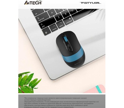 A4TECH Мышь беспроводная Fstyler FB10C, Bluetooth/Радио, оптическая, USB, 2000dpi, черный и синий [fb10c ash blue]