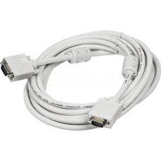Кабель BURO CAB016S-5M, VGA (m) - VGA (m), ферритовый фильтр , 5м, серый