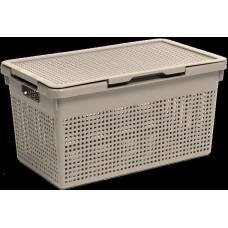 Корзина для хранения VIOLET Лофт 21 л узкая с крышкой латте 562120
