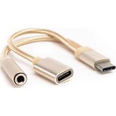 Переходник АТОМ (31041) USB Type-C-3,5 Jack/USB Type-C , золотой