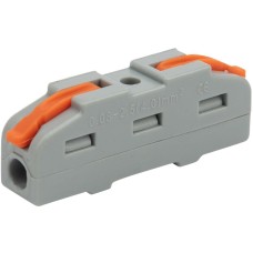 REXANT Клемма СМК 222-421-PT-4 3 вывода рычаг-пружина на DIN-рейку (0,5-4 мм²) серая (40 шт/уп)