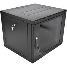 ЦМО Шкаф коммутационный (ШРН-М-9.500-9005) настенный 9U 600x520мм пер.дв.стекл 130кг черный 456мм 19.35кг 180град. 480мм IP20 сталь