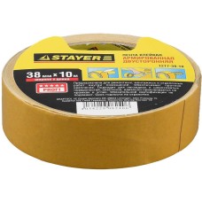 STAYER 38 мм, 10 м, на тканевой основе, двухсторонняя клейкая лента, Professional (1217-38-10)