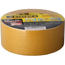 STAYER 50 мм, 25 м, на тканевой основе, двухсторонняя клейкая лента, Professional (1217-25)