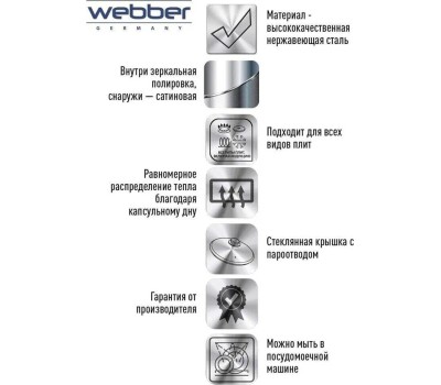 Кастрюля WEBBER BE-128-12L 12л