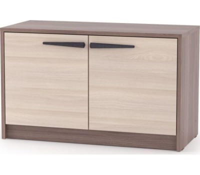 Тумба для обуви МЕБЕЛЬ-КОМПЛЕКС Оптима Тумба для обуви низкая Шимо темный/Шимо светлый