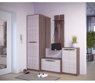 Тумба для обуви МЕБЕЛЬ-КОМПЛЕКС Оптима Тумба для обуви низкая Шимо темный/Шимо светлый