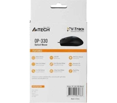 A4TECH OP-330, оптическая, проводная, USB, черный [op-330 (black)]