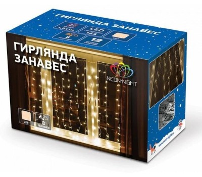Гирлянда NEON-NIGHT (235-096) ДОЖДЬ 3х2 м, прозрачный ПВХ, 240 LED, теплый белый, IP20, с контроллером, не соединяется