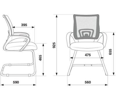 БЮРОКРАТ Кресло CH-695N-AV, на полозьях, сетка/ткань, черный [ch-695n-av/b/tw-11]