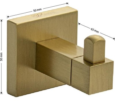 Аксессуары для ванной комнаты GFMARK 93114 Крючок одинарный, из нержавеющей стали, с квадратным основанием, цвет МАТОВОЕ ЗОЛОТО