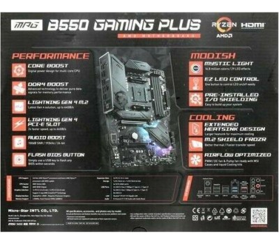 Материнская плата MSI Материнская плата MPG B550 GAMING PLUS, Socket AM4, AMD B550, ATX, Ret