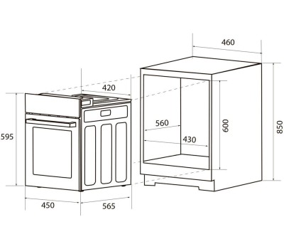 ZUGEL Духовой шкаф электрический ZOE452X, 50л, дверца с 3 стеклами, нержавеющая сталь