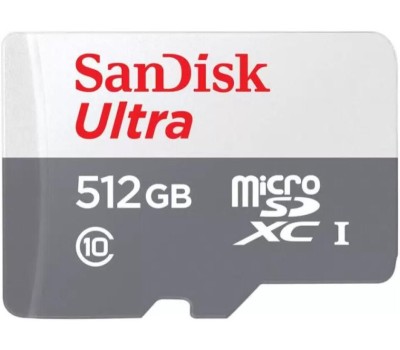 Карта памяти SANDISK Карта памяти microSDXC UHS-I U1 Ultra 512 ГБ, 100 МБ/с, Class 10, SDSQUNR-512G-GN3MN, 1 шт., без адаптера