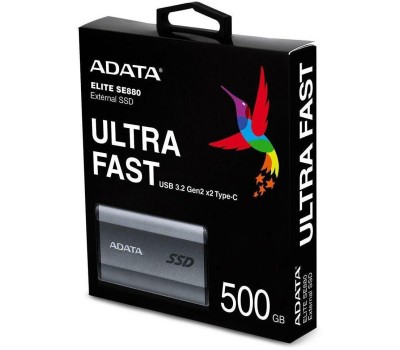ADATA Твердотельный накопитель SSD Drive SE880 - 500GB 512GB USB 3.2 USB-C Titanium Grey - Rugged, Highly Portable High Speed 2000MB/s Read/Write Compatibility: Windows, Mac OS, Android, Xbox One, PS4, PS5