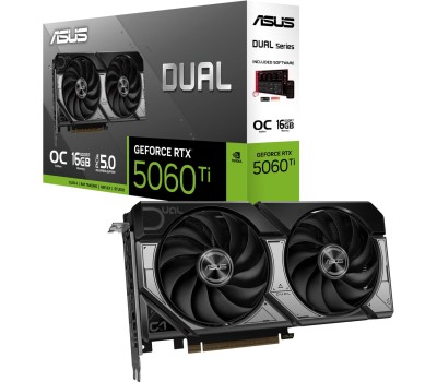 Видеокарта ASUS Видеокарта RTX5060Ti DUAL OC 16GB GDDR7 128bit 3xDP HDMI 2FAN RTL [DUAL-RTX5060TI-O16G]