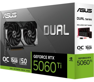 Видеокарта ASUS Видеокарта RTX5060Ti DUAL OC 16GB GDDR7 128bit 3xDP HDMI 2FAN RTL [DUAL-RTX5060TI-O16G]