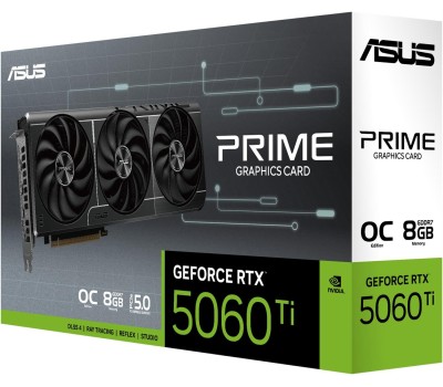 Видеокарта ASUS Видеокарта NVIDIA GeForce RTX 5060TI PRIME-RTX5060TI-O8G 8ГБ PRIME, GDDR7, OC, Ret