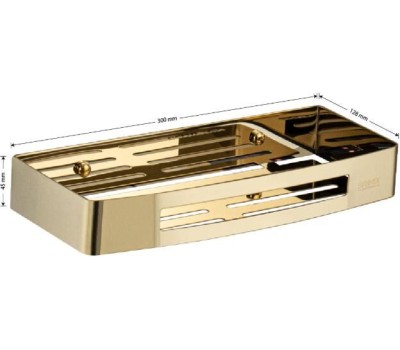 BRIMIX - Полочка литая, прямоугольная, одинарная, из нержавеющей стали, цвет ЗОЛОТО. 5655-G
